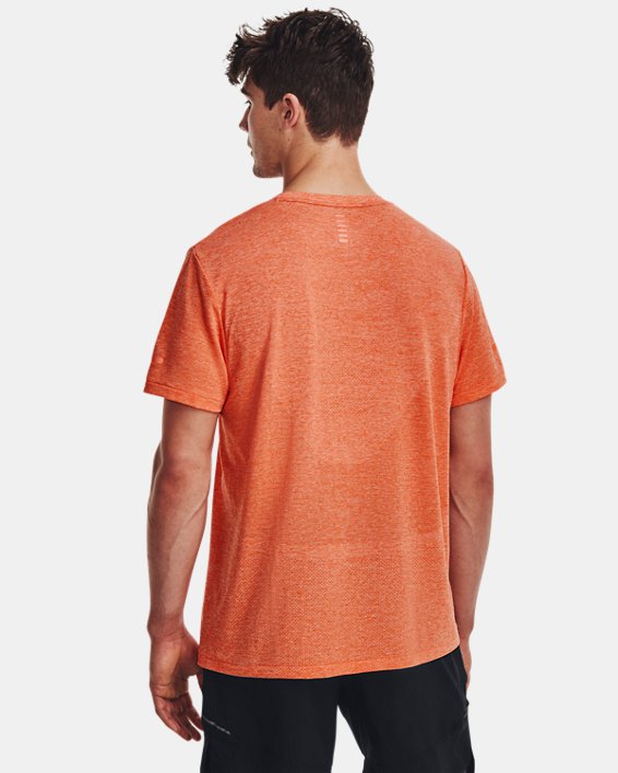 男士UA Seamless Stride短袖T恤 in Orange image number 1